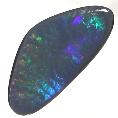 SOLID BLACK OPAL Fishscale Harlequin pattern showing red through to royal blue